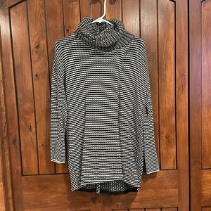 CAbi- black and white horizontal striped sweater